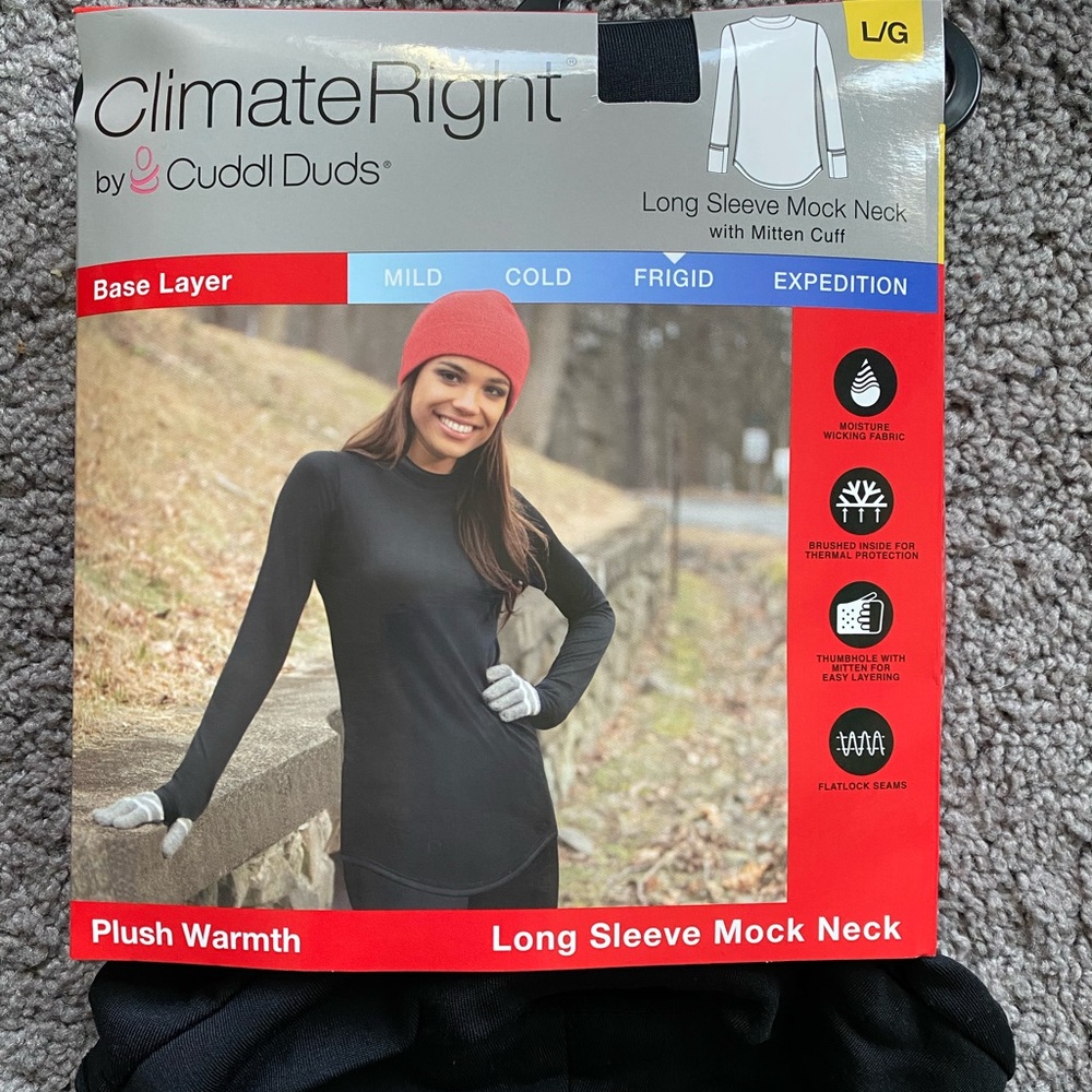 Brand New Long Sleeve Crew Mock Neck Climate Base Layer Shirt